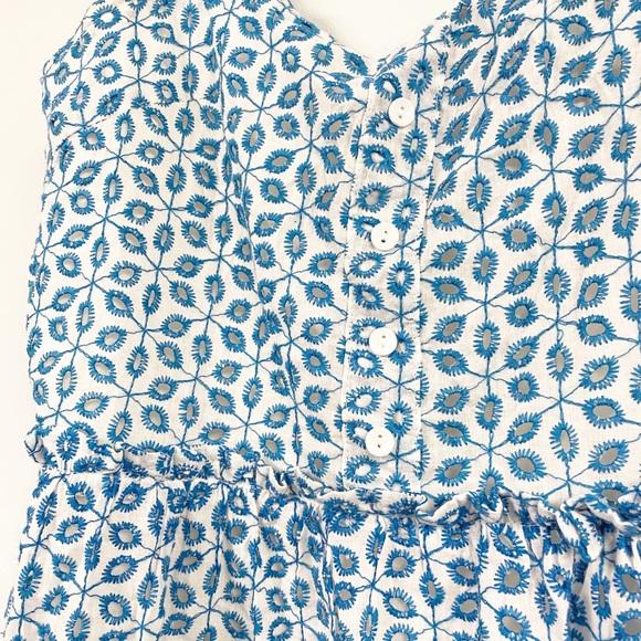 Blue and White Eyelet Tank MIDI Dress - Picture 3 of 10